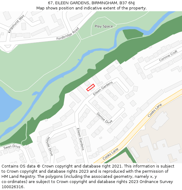 67, EILEEN GARDENS, BIRMINGHAM, B37 6NJ: Location map and indicative extent of plot