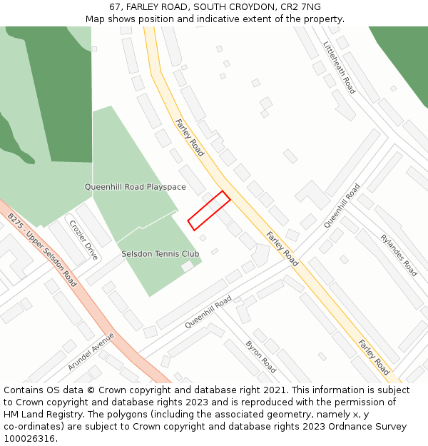67, FARLEY ROAD, SOUTH CROYDON, CR2 7NG: Location map and indicative extent of plot