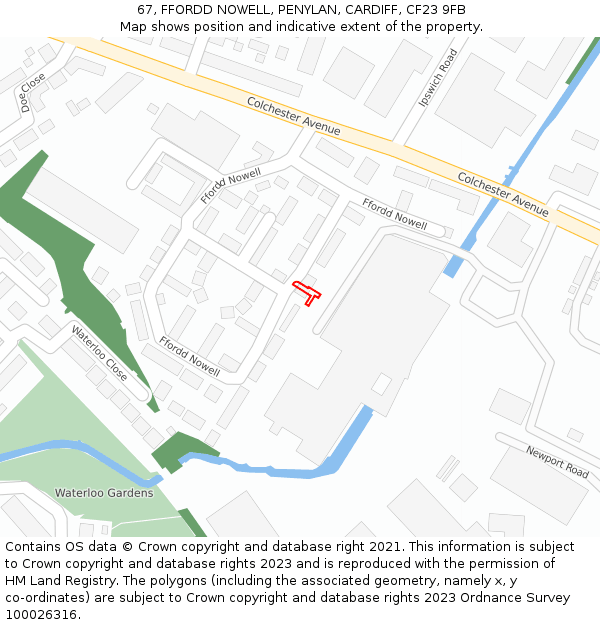 67, FFORDD NOWELL, PENYLAN, CARDIFF, CF23 9FB: Location map and indicative extent of plot