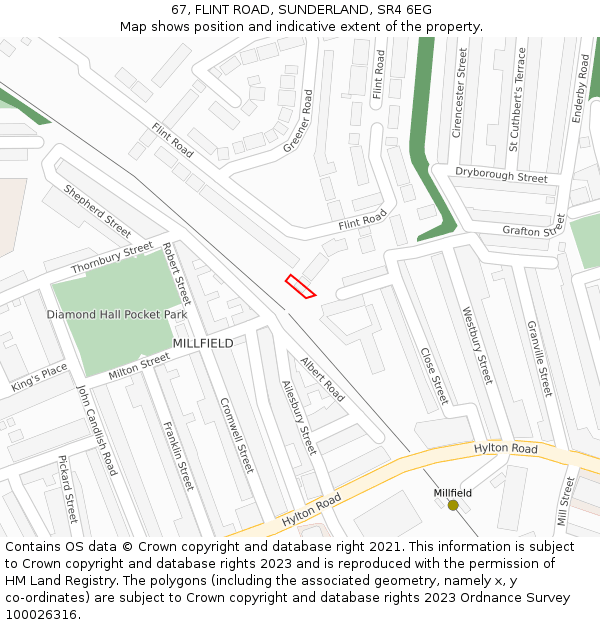 67, FLINT ROAD, SUNDERLAND, SR4 6EG: Location map and indicative extent of plot