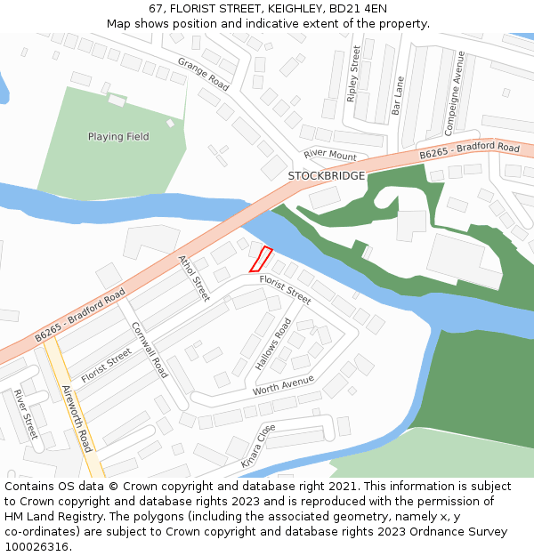 67, FLORIST STREET, KEIGHLEY, BD21 4EN: Location map and indicative extent of plot