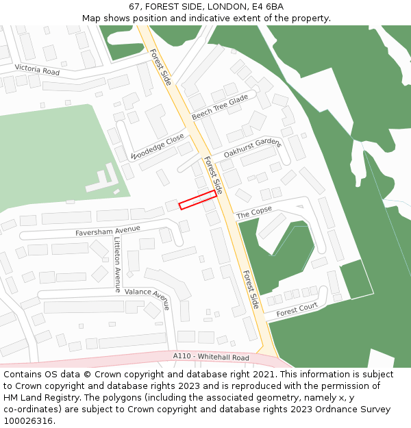 67, FOREST SIDE, LONDON, E4 6BA: Location map and indicative extent of plot