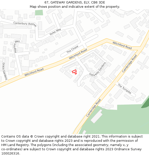 67, GATEWAY GARDENS, ELY, CB6 3DE: Location map and indicative extent of plot