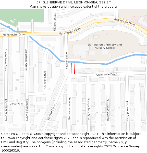 67, GLENBERVIE DRIVE, LEIGH-ON-SEA, SS9 3JT: Location map and indicative extent of plot