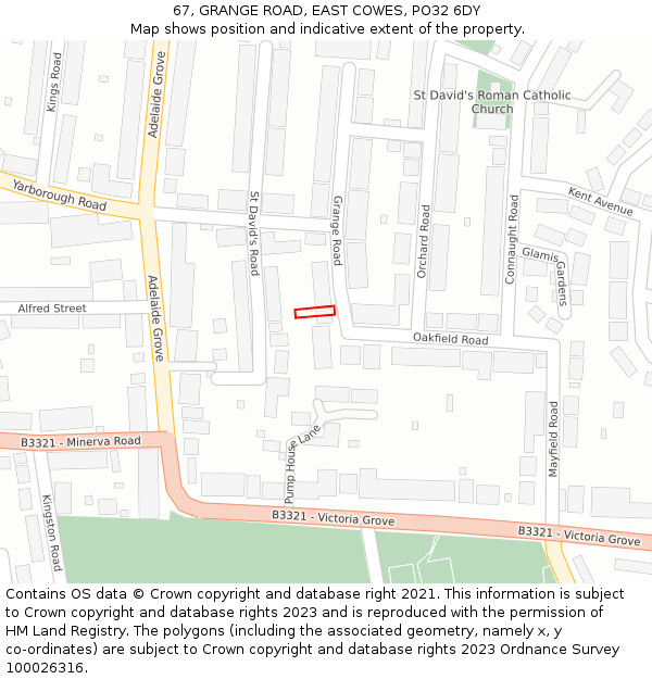 67, GRANGE ROAD, EAST COWES, PO32 6DY: Location map and indicative extent of plot