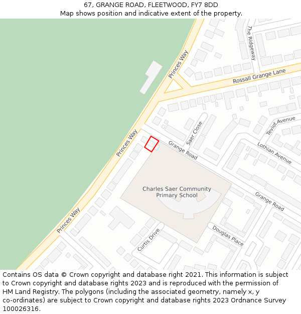 67, GRANGE ROAD, FLEETWOOD, FY7 8DD: Location map and indicative extent of plot