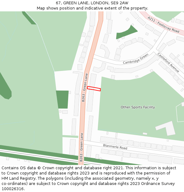 67, GREEN LANE, LONDON, SE9 2AW: Location map and indicative extent of plot