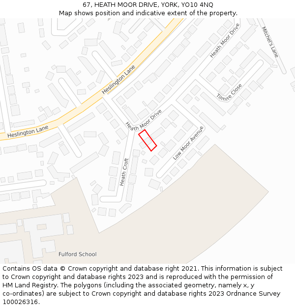 67, HEATH MOOR DRIVE, YORK, YO10 4NQ: Location map and indicative extent of plot