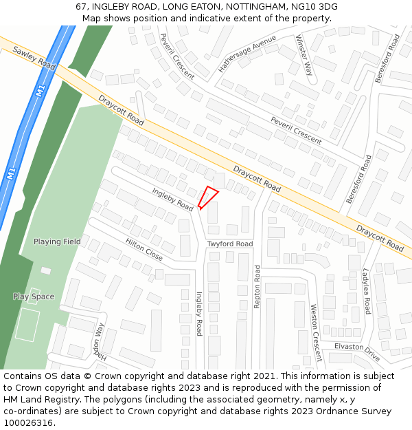 67, INGLEBY ROAD, LONG EATON, NOTTINGHAM, NG10 3DG: Location map and indicative extent of plot