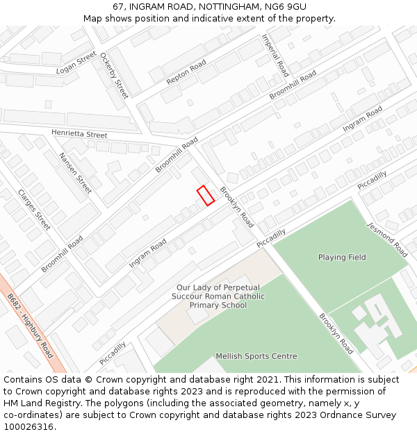 67, INGRAM ROAD, NOTTINGHAM, NG6 9GU: Location map and indicative extent of plot