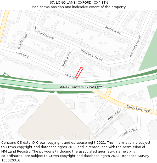 67, LONG LANE, OXFORD, OX4 3TN: Location map and indicative extent of plot