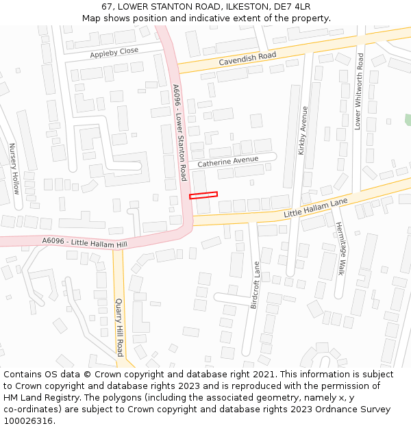 67, LOWER STANTON ROAD, ILKESTON, DE7 4LR: Location map and indicative extent of plot