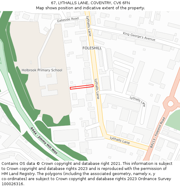 67, LYTHALLS LANE, COVENTRY, CV6 6FN: Location map and indicative extent of plot