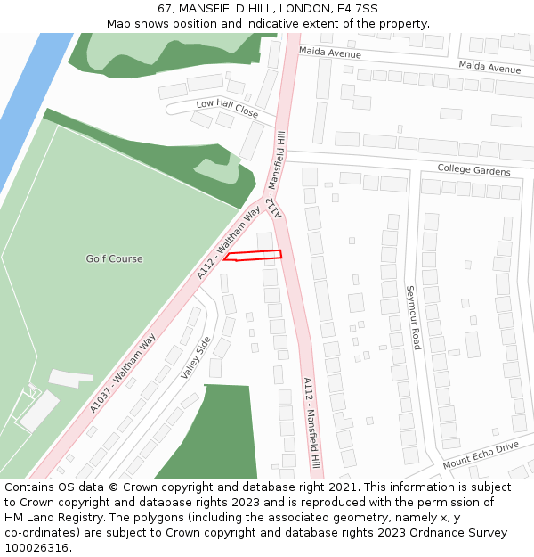 67, MANSFIELD HILL, LONDON, E4 7SS: Location map and indicative extent of plot