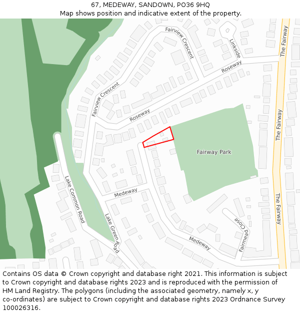 67, MEDEWAY, SANDOWN, PO36 9HQ: Location map and indicative extent of plot