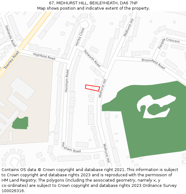 67, MIDHURST HILL, BEXLEYHEATH, DA6 7NP: Location map and indicative extent of plot