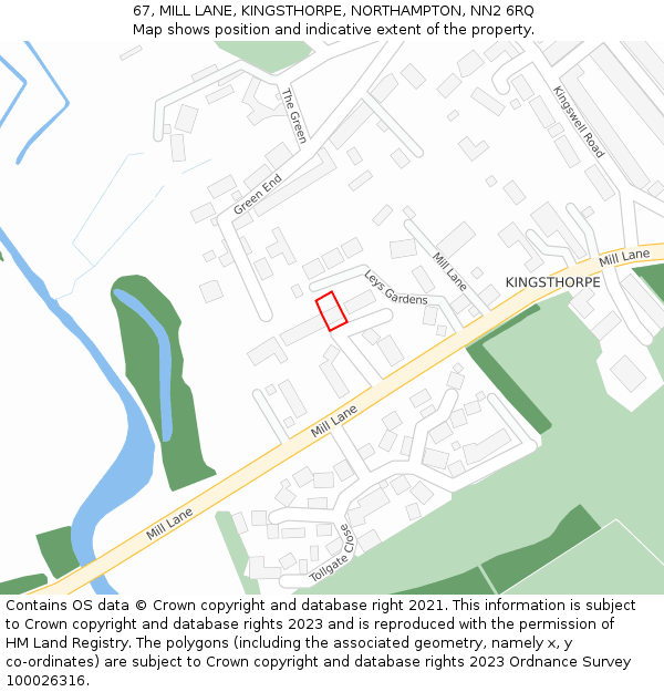 67, MILL LANE, KINGSTHORPE, NORTHAMPTON, NN2 6RQ: Location map and indicative extent of plot