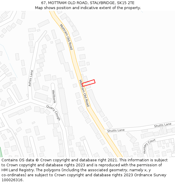 67, MOTTRAM OLD ROAD, STALYBRIDGE, SK15 2TE: Location map and indicative extent of plot