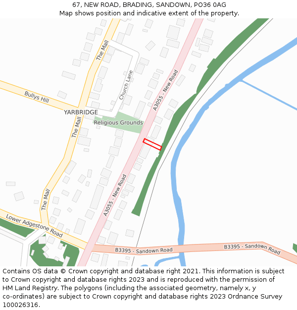 67, NEW ROAD, BRADING, SANDOWN, PO36 0AG: Location map and indicative extent of plot