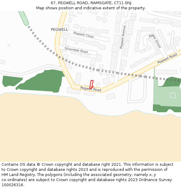 67, PEGWELL ROAD, RAMSGATE, CT11 0NJ: Location map and indicative extent of plot