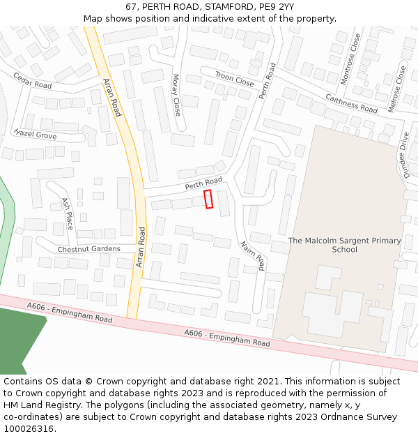 67, PERTH ROAD, STAMFORD, PE9 2YY: Location map and indicative extent of plot