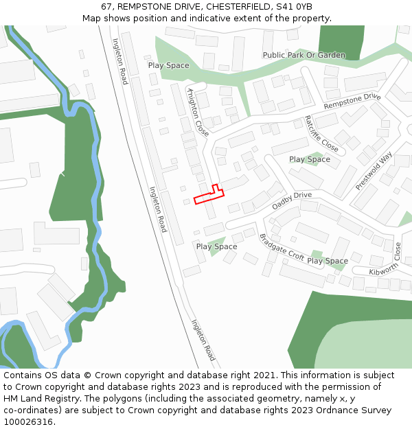 67, REMPSTONE DRIVE, CHESTERFIELD, S41 0YB: Location map and indicative extent of plot