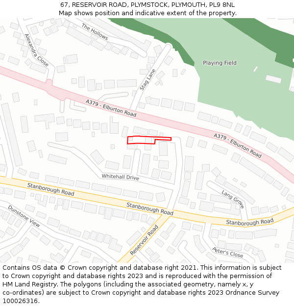 67, RESERVOIR ROAD, PLYMSTOCK, PLYMOUTH, PL9 8NL: Location map and indicative extent of plot