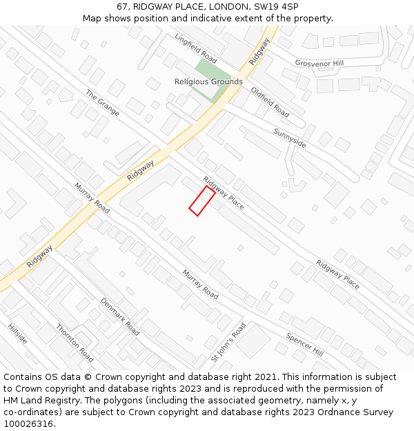67, RIDGWAY PLACE, LONDON, SW19 4SP: Location map and indicative extent of plot
