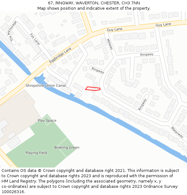 67, RINGWAY, WAVERTON, CHESTER, CH3 7NN: Location map and indicative extent of plot
