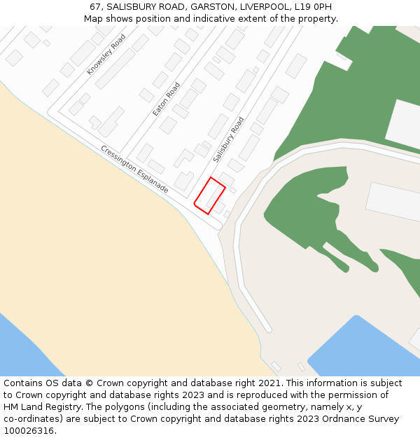 67, SALISBURY ROAD, GARSTON, LIVERPOOL, L19 0PH: Location map and indicative extent of plot