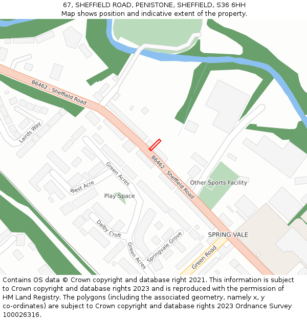 67, SHEFFIELD ROAD, PENISTONE, SHEFFIELD, S36 6HH: Location map and indicative extent of plot