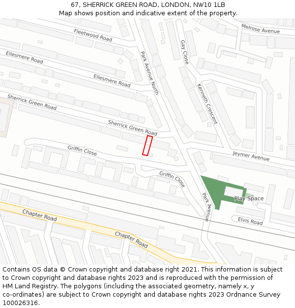 67, SHERRICK GREEN ROAD, LONDON, NW10 1LB: Location map and indicative extent of plot