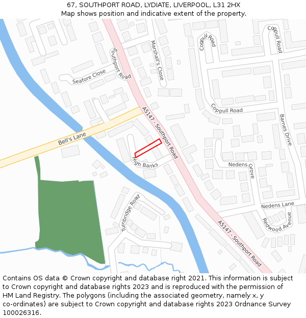 67, SOUTHPORT ROAD, LYDIATE, LIVERPOOL, L31 2HX: Location map and indicative extent of plot