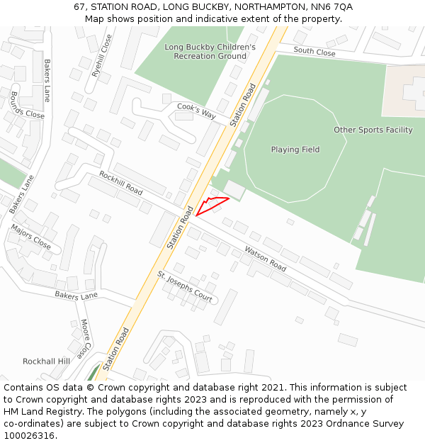 67, STATION ROAD, LONG BUCKBY, NORTHAMPTON, NN6 7QA: Location map and indicative extent of plot