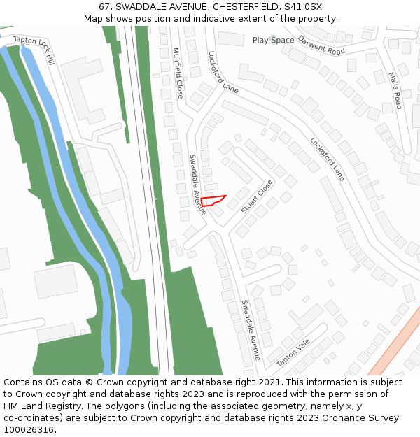 67, SWADDALE AVENUE, CHESTERFIELD, S41 0SX: Location map and indicative extent of plot