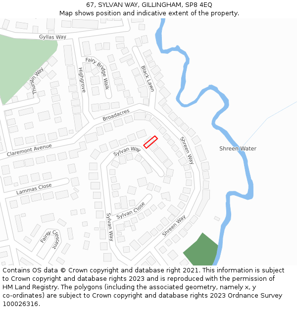 67, SYLVAN WAY, GILLINGHAM, SP8 4EQ: Location map and indicative extent of plot