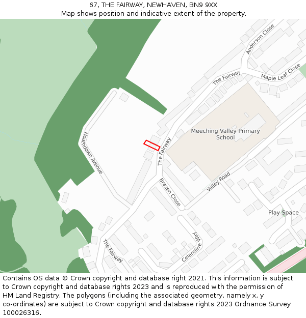 67, THE FAIRWAY, NEWHAVEN, BN9 9XX: Location map and indicative extent of plot