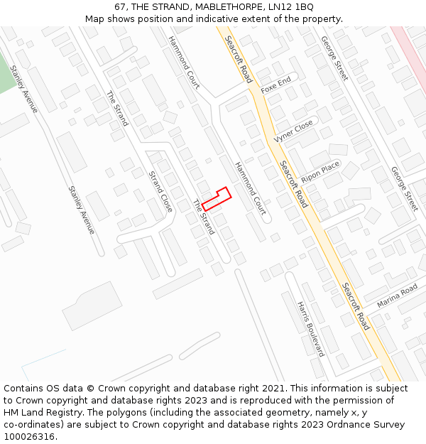 67, THE STRAND, MABLETHORPE, LN12 1BQ: Location map and indicative extent of plot