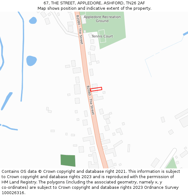 67, THE STREET, APPLEDORE, ASHFORD, TN26 2AF: Location map and indicative extent of plot