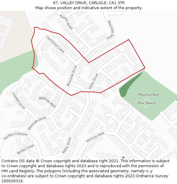 67, VALLEY DRIVE, CARLISLE, CA1 3TR: Location map and indicative extent of plot