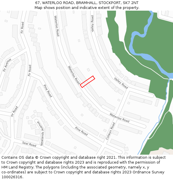 67, WATERLOO ROAD, BRAMHALL, STOCKPORT, SK7 2NT: Location map and indicative extent of plot