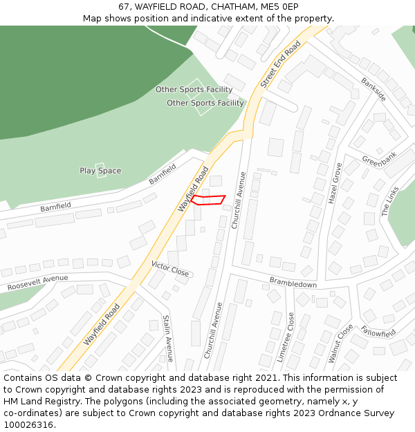 67, WAYFIELD ROAD, CHATHAM, ME5 0EP: Location map and indicative extent of plot