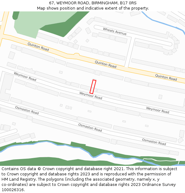 67, WEYMOOR ROAD, BIRMINGHAM, B17 0RS: Location map and indicative extent of plot