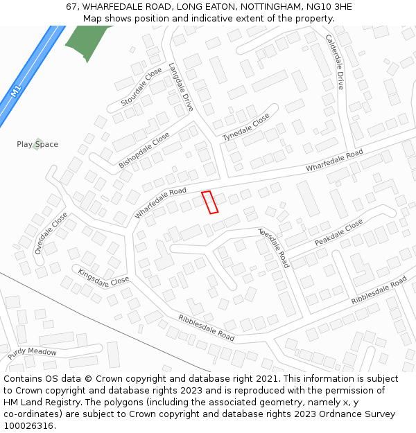 67, WHARFEDALE ROAD, LONG EATON, NOTTINGHAM, NG10 3HE: Location map and indicative extent of plot