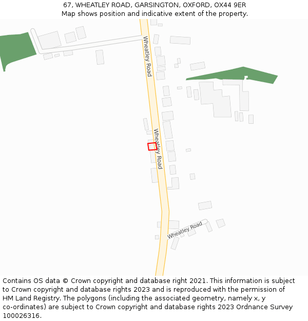 67, WHEATLEY ROAD, GARSINGTON, OXFORD, OX44 9ER: Location map and indicative extent of plot