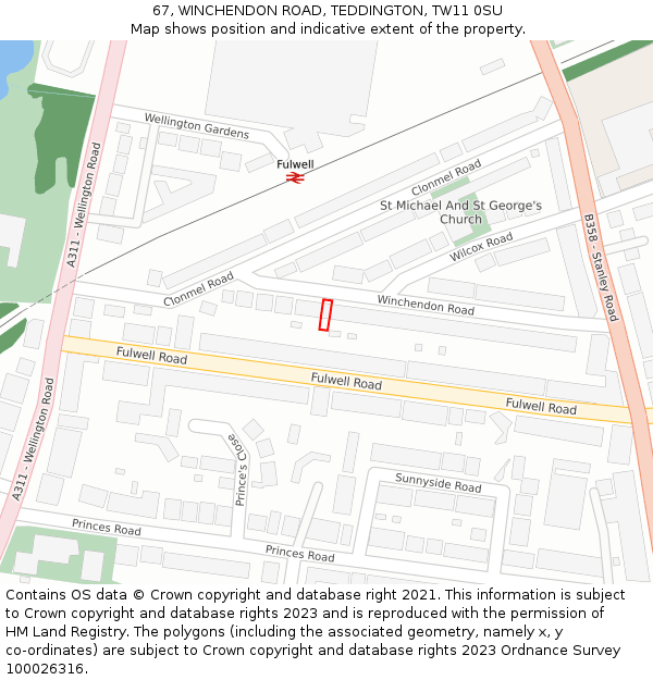 67, WINCHENDON ROAD, TEDDINGTON, TW11 0SU: Location map and indicative extent of plot