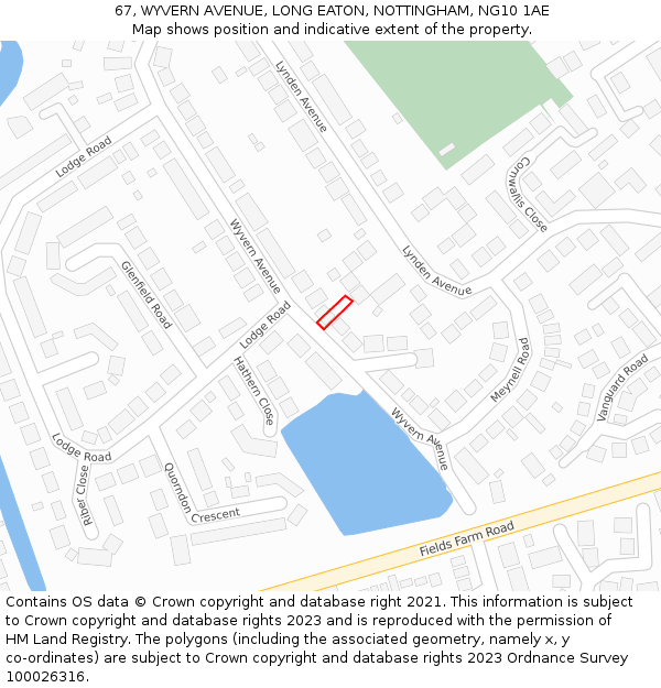 67, WYVERN AVENUE, LONG EATON, NOTTINGHAM, NG10 1AE: Location map and indicative extent of plot