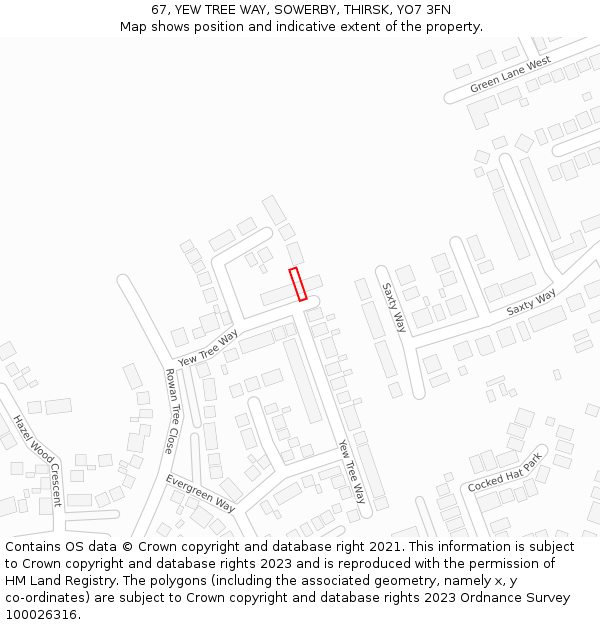 67, YEW TREE WAY, SOWERBY, THIRSK, YO7 3FN: Location map and indicative extent of plot