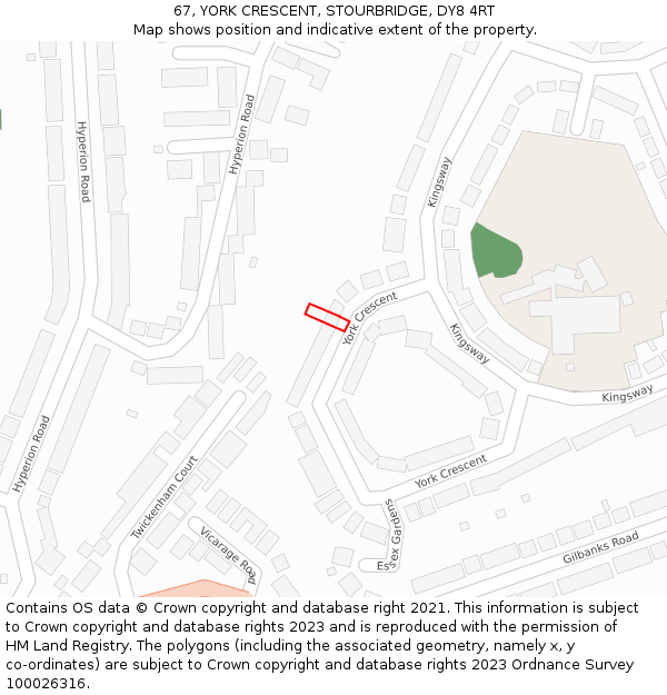 67, YORK CRESCENT, STOURBRIDGE, DY8 4RT: Location map and indicative extent of plot