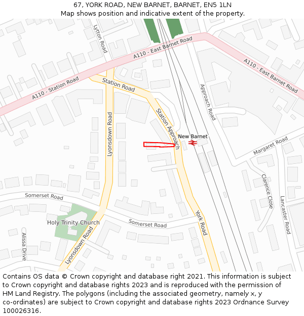 67, YORK ROAD, NEW BARNET, BARNET, EN5 1LN: Location map and indicative extent of plot
